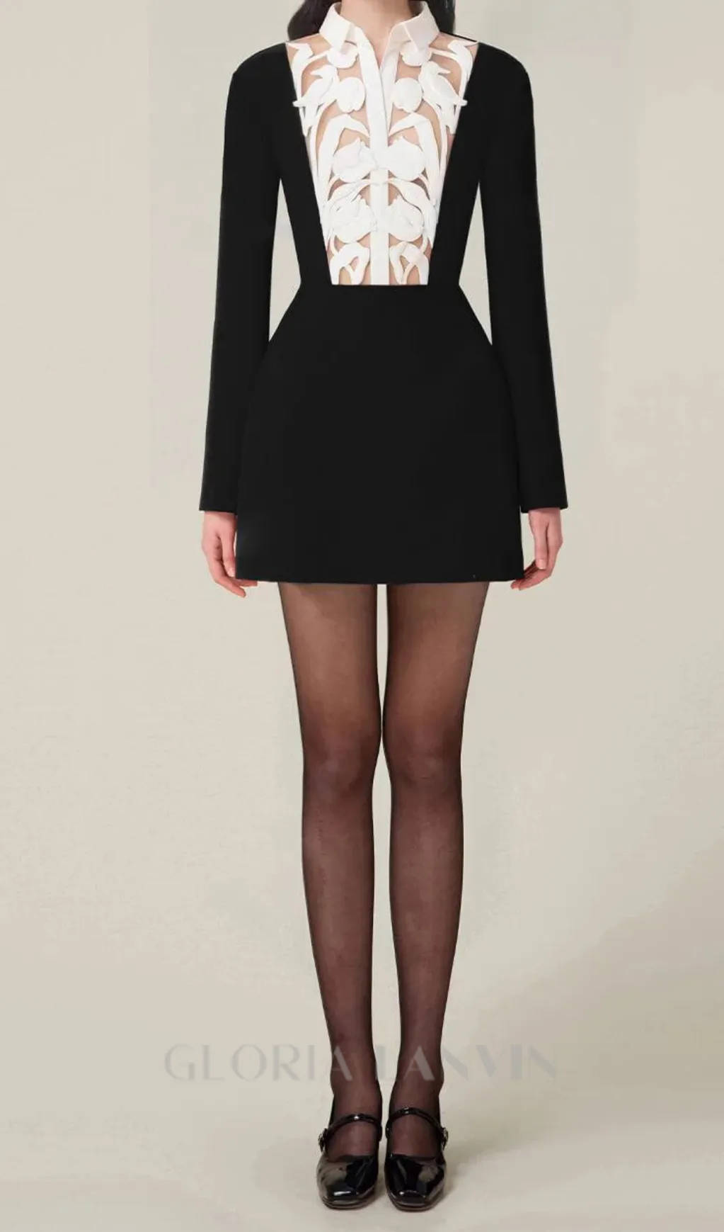 hollow a-line mini Dress in black Gloria Lanvin
