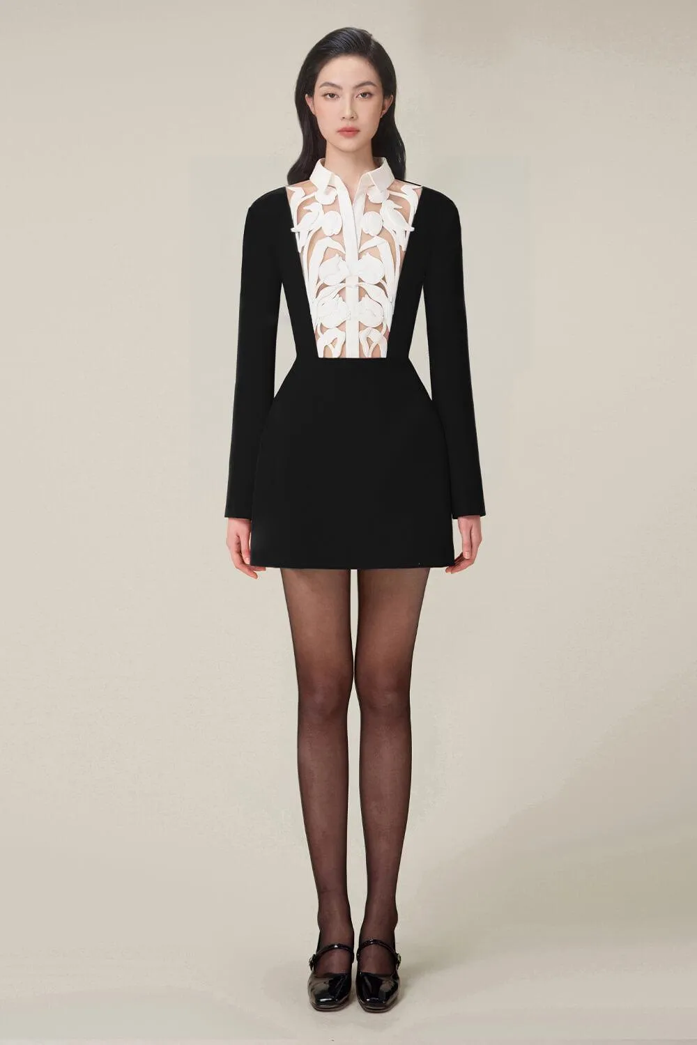 hollow a-line mini Dress in black Gloria Lanvin