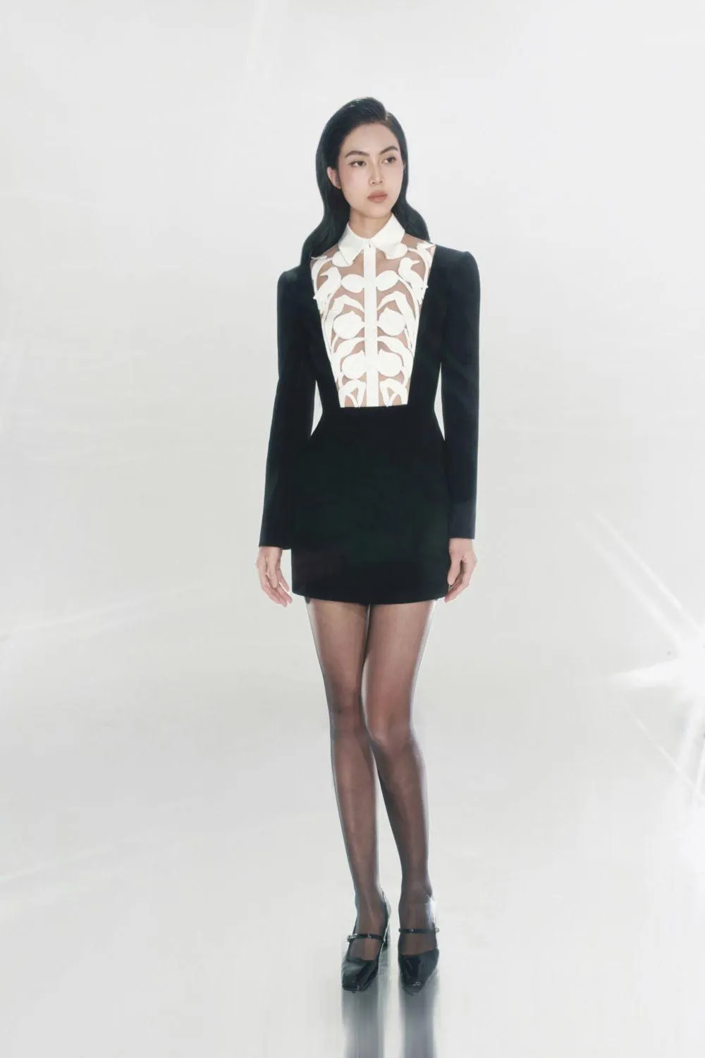 hollow a-line mini Dress in black Gloria Lanvin