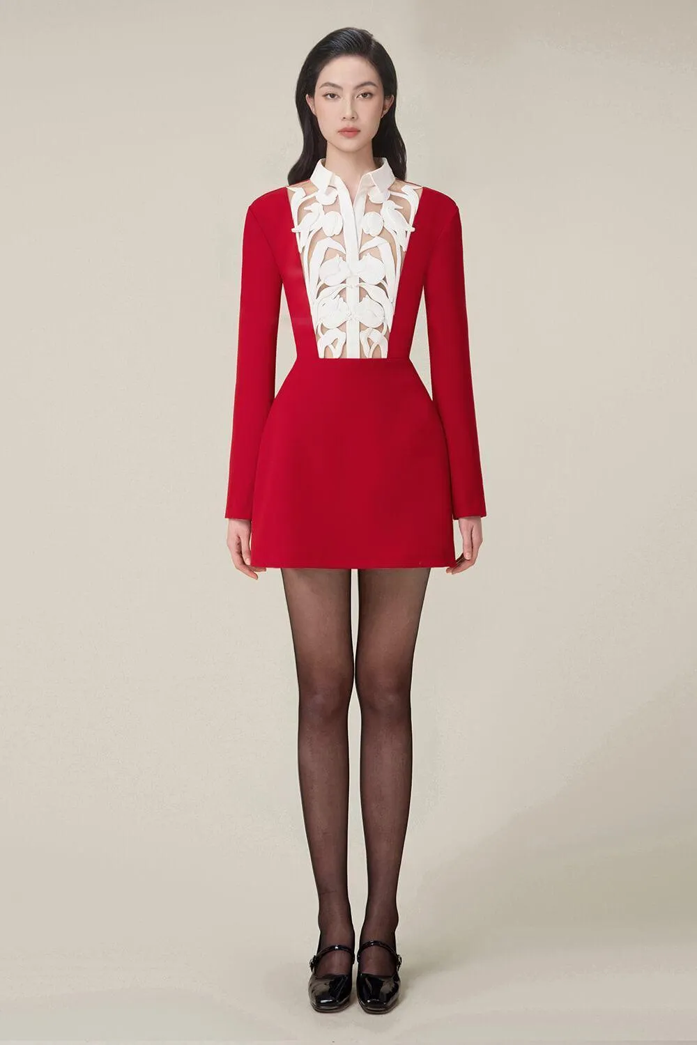 hollow a-line mini Dress in red Gloria Lanvin