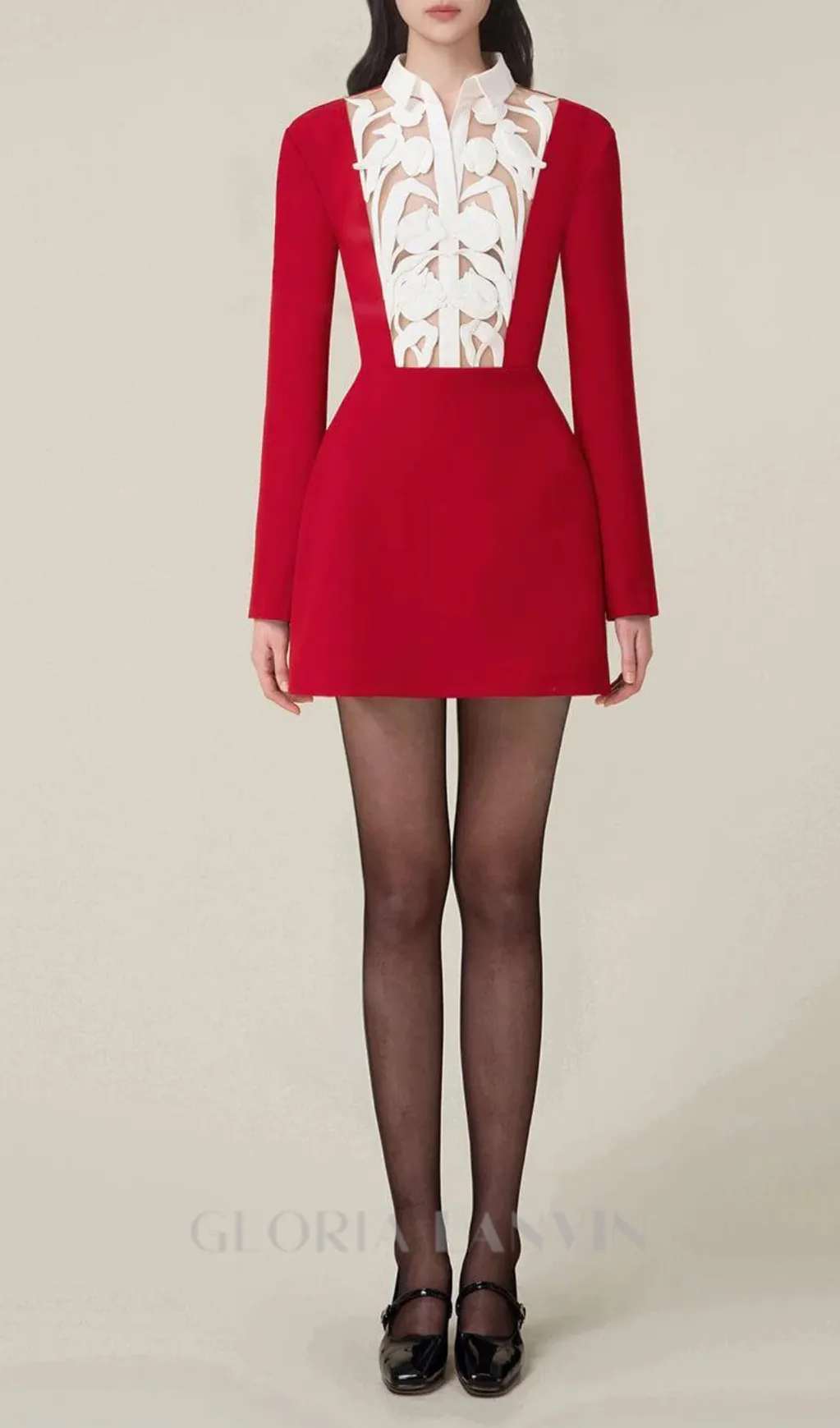 hollow a-line mini Dress in red Gloria Lanvin