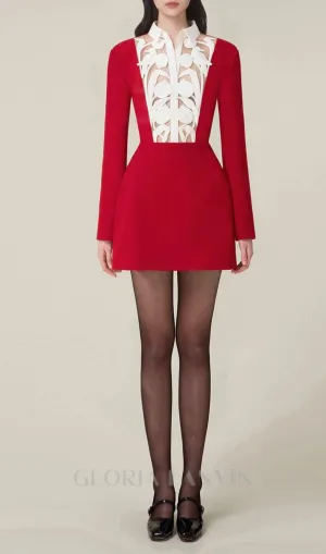 hollow a-line mini Dress in red Gloria Lanvin