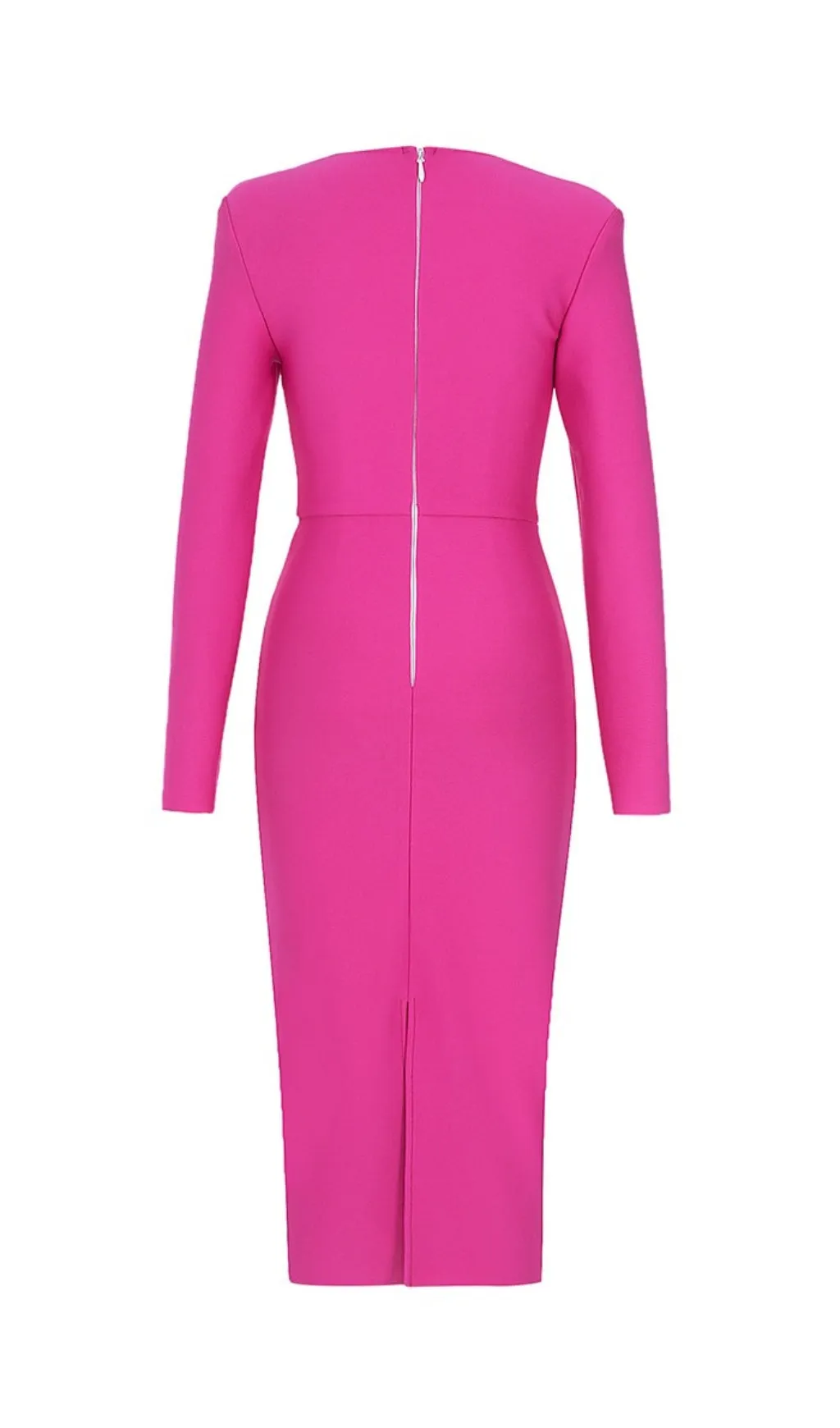 HOT PINK BANDAGE BODYCON MIDI DRESS Gloria Lanvin