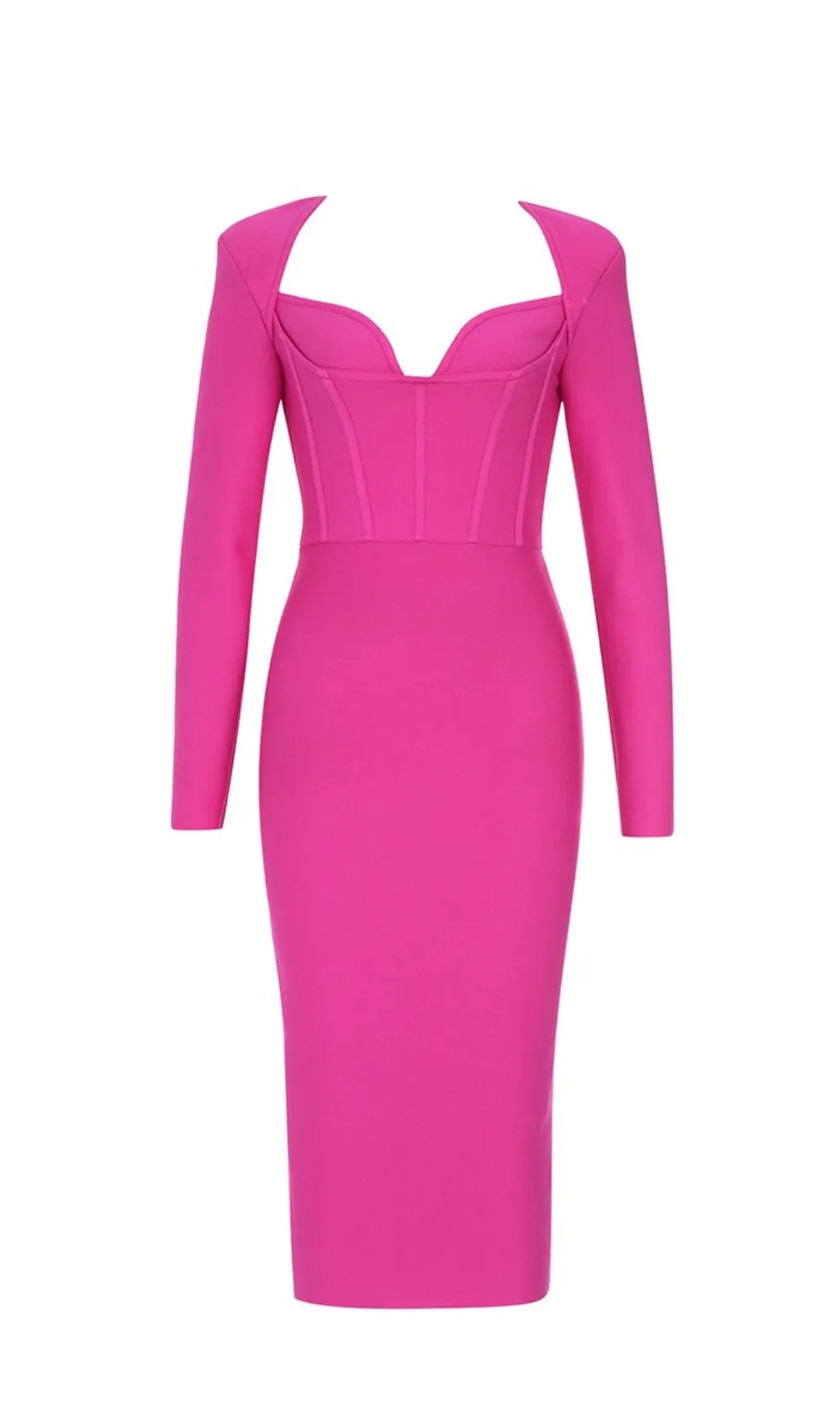 HOT PINK BANDAGE BODYCON MIDI DRESS Gloria Lanvin
