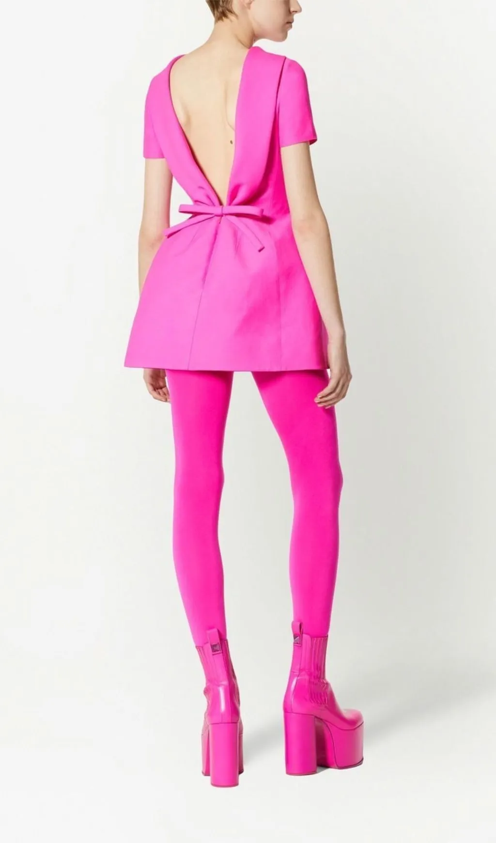 HOT PINK CREPE STRUCTURED MINI DRESS Gloria Lanvin