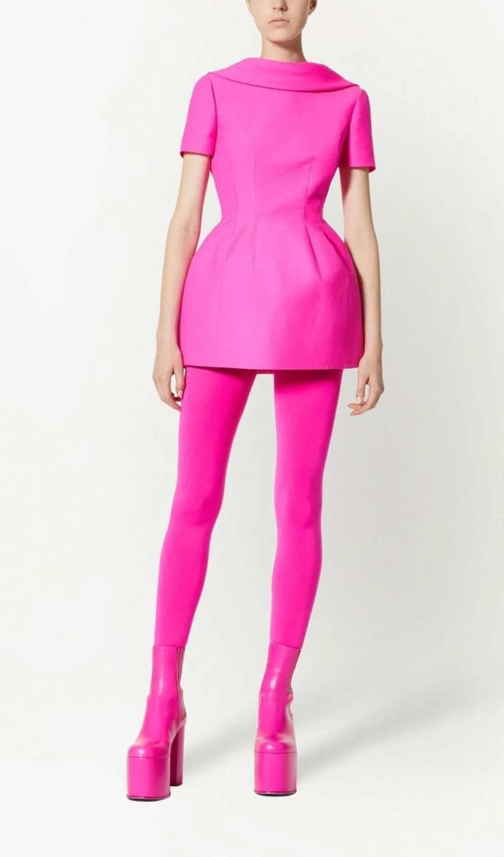 HOT PINK CREPE STRUCTURED MINI DRESS Gloria Lanvin