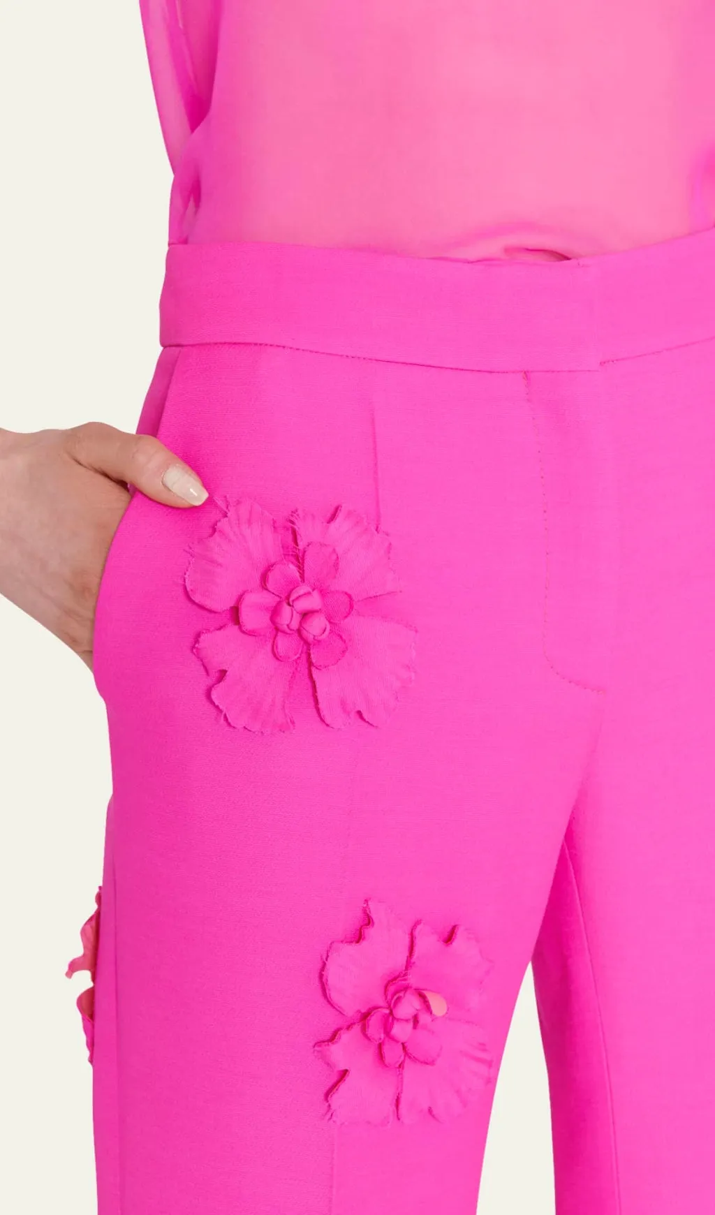 HOT PINK DOUBLE-BREASTED DIMENSIONAL FLOWER SUIT Gloria Lanvin