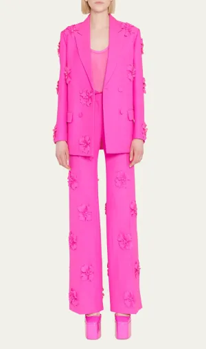 HOT PINK DOUBLE-BREASTED DIMENSIONAL FLOWER SUIT Gloria Lanvin