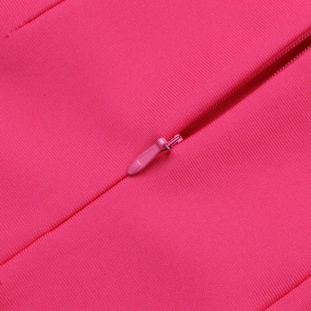 HOT PINK FEATHER BODYCON MAXI DRESS Gloria Lanvin