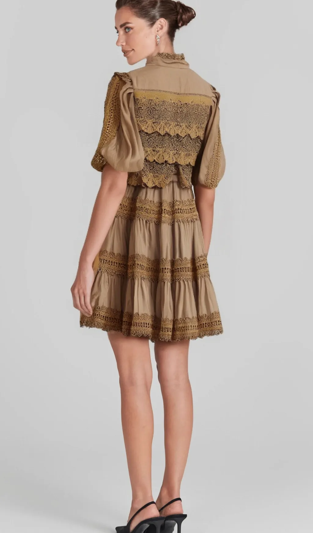 Ins lace cut-out layered mini dress Gloria Lanvin