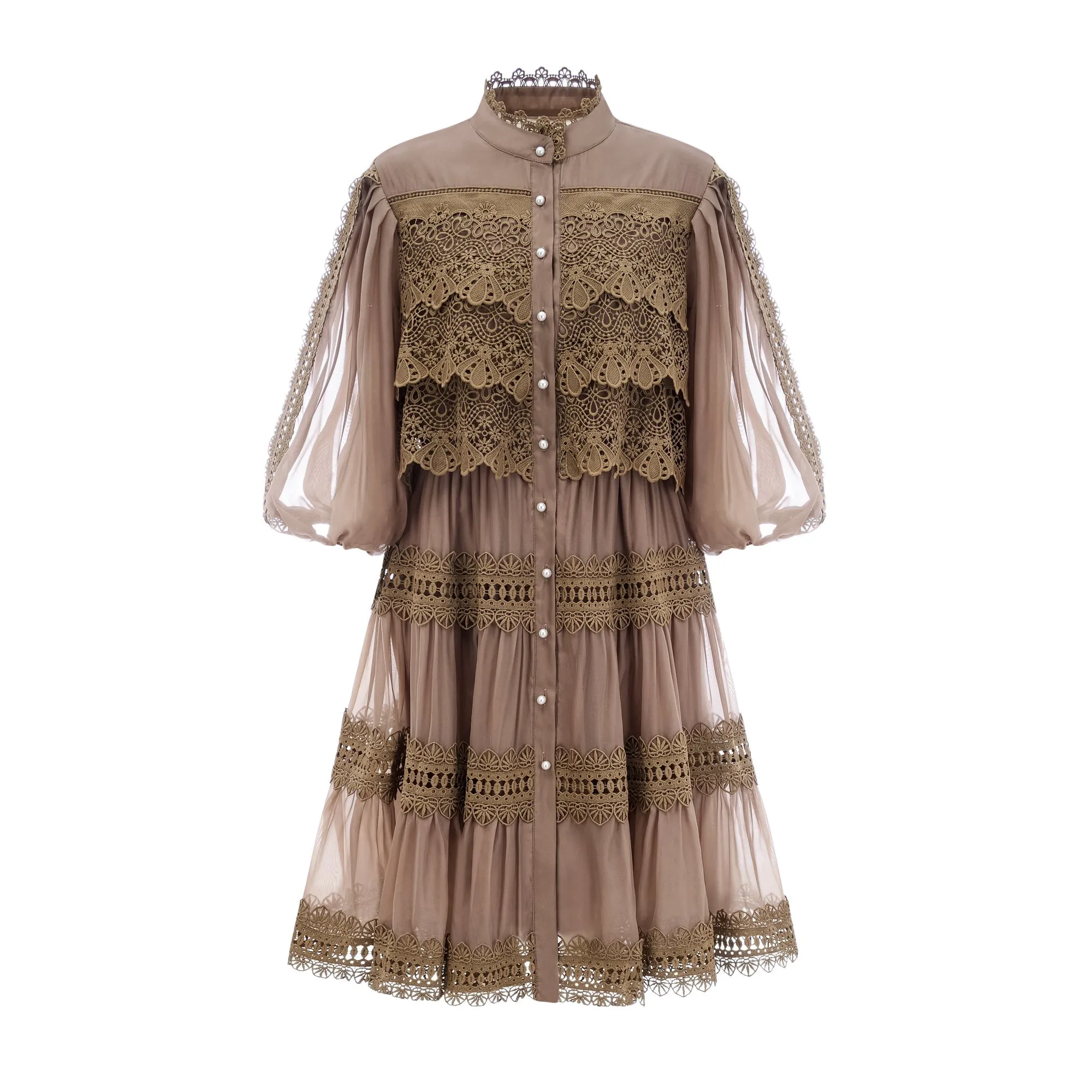 Ins lace cut-out layered mini dress Gloria Lanvin