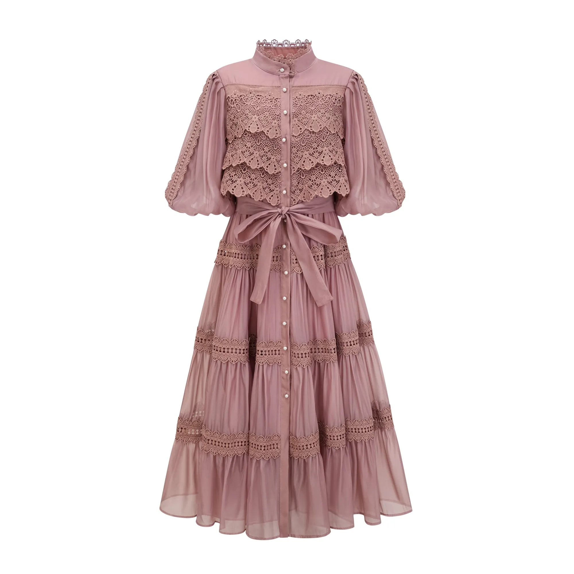 Ins lace cut-out tiered midi dress Gloria Lanvin