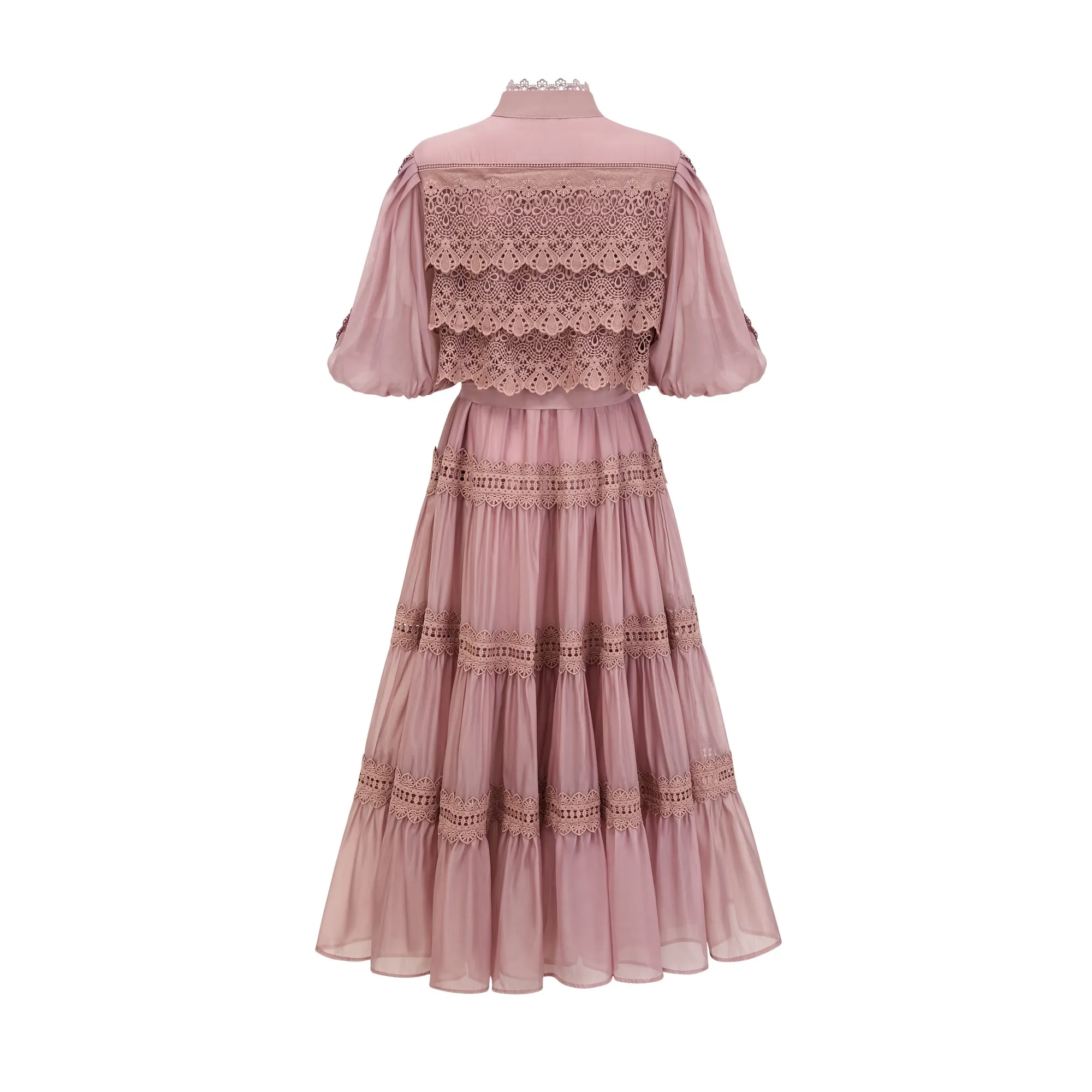 Ins lace cut-out tiered midi dress Gloria Lanvin