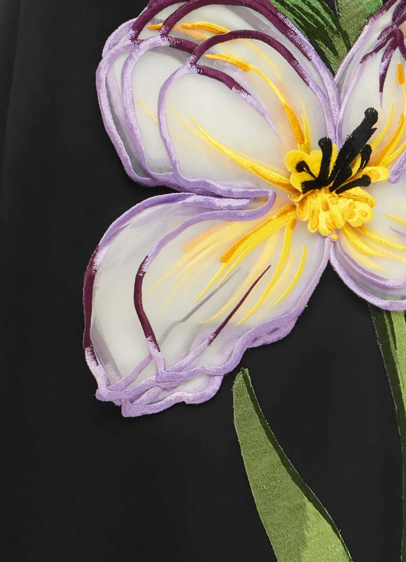 Iris Print Appliqu Floral Maxi Dress in Ebony Gloria Lanvin