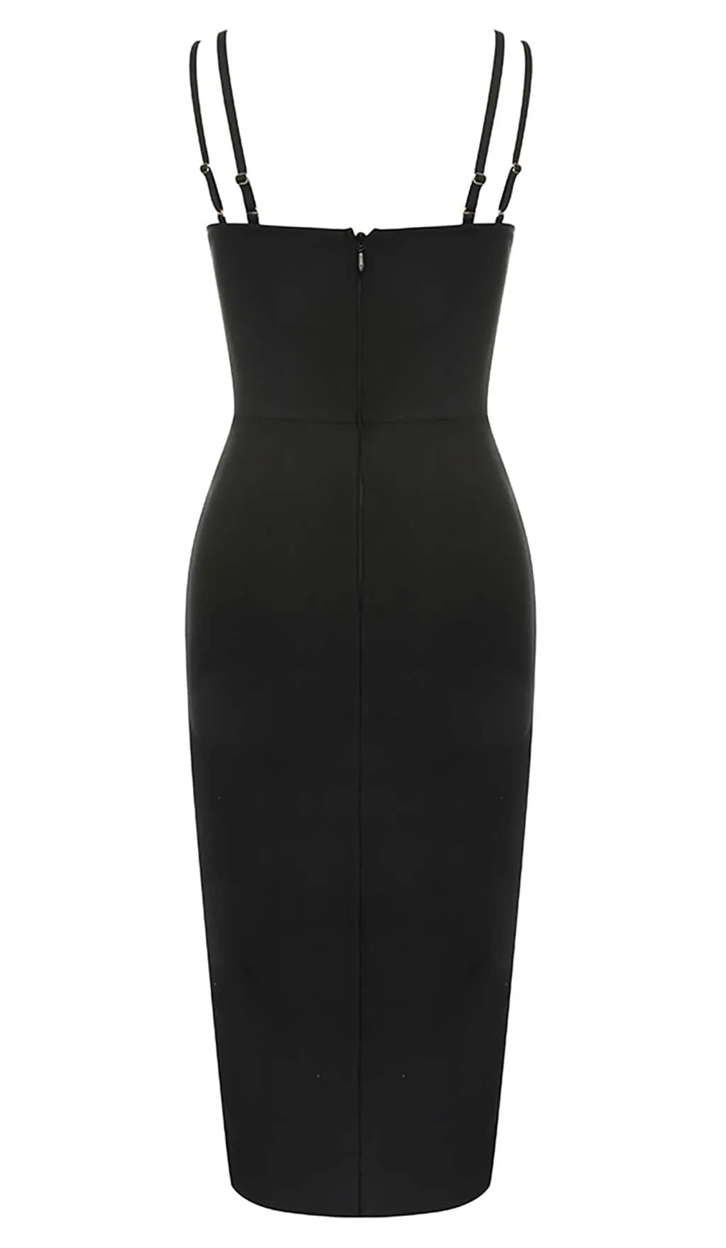 IRREGULAR SPLIT MIDI DRESS IN BLACK Gloria Lanvin