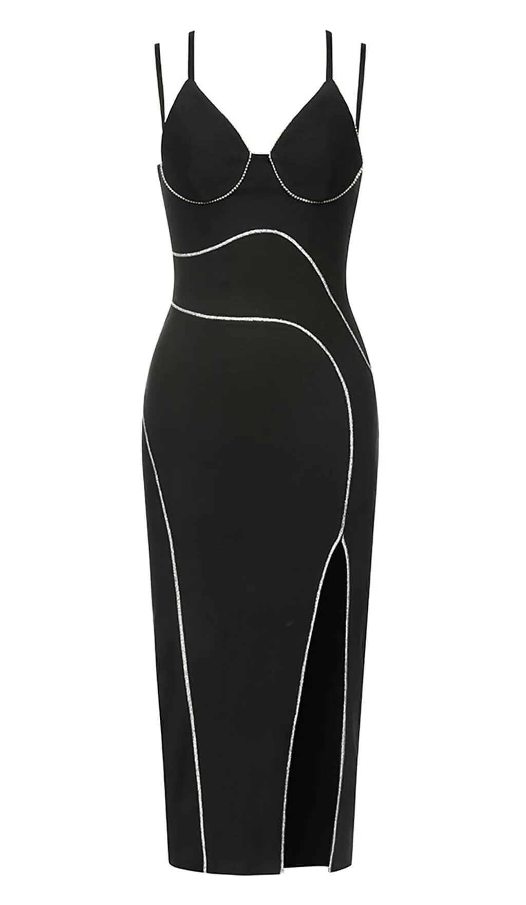 IRREGULAR SPLIT MIDI DRESS IN BLACK Gloria Lanvin