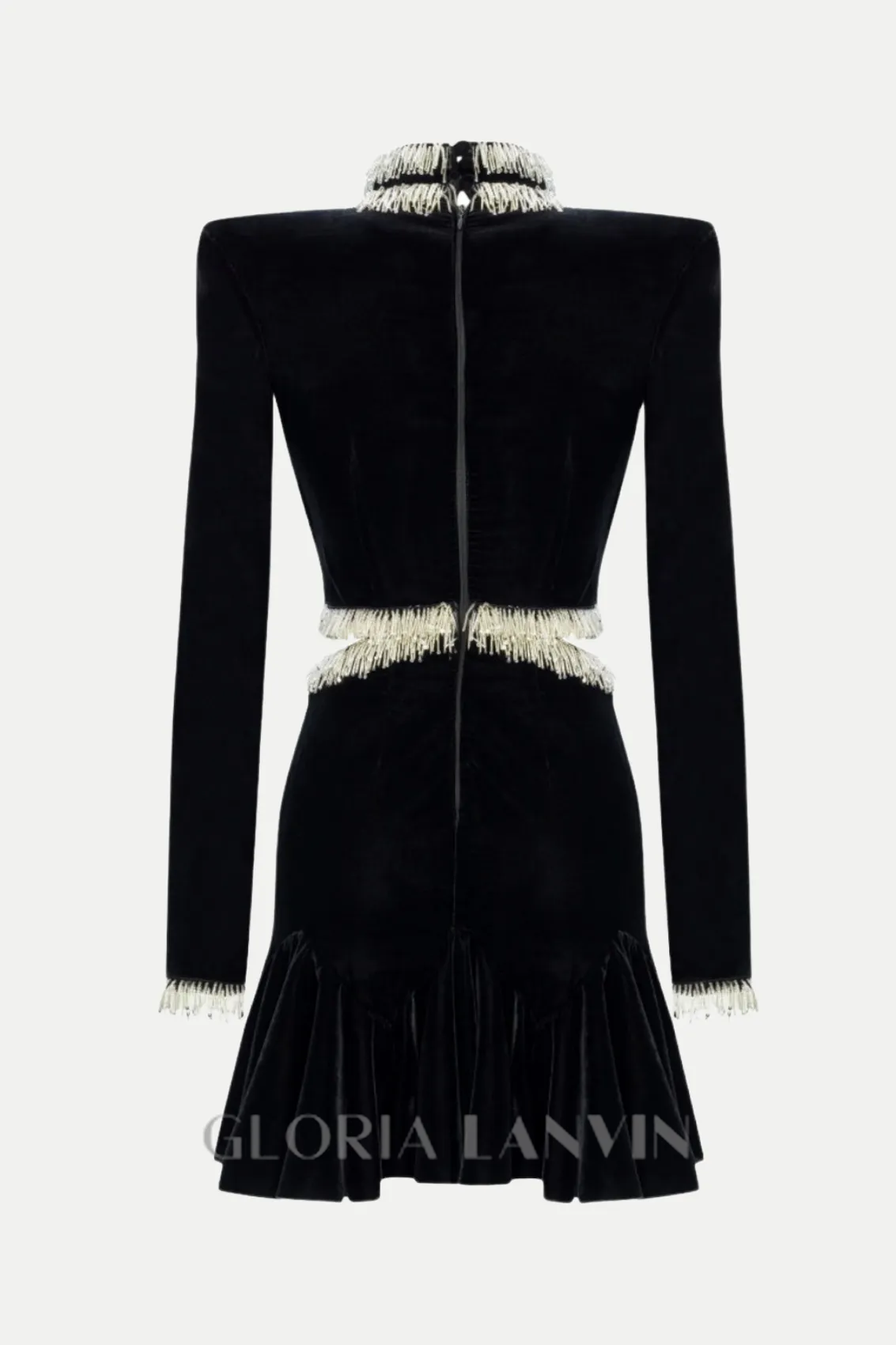 Ishika Bead-Embellished Velvet Cutout Mini Dress Gloria Lanvin