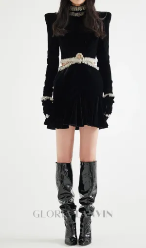 Ishika Bead-Embellished Velvet Cutout Mini Dress Gloria Lanvin