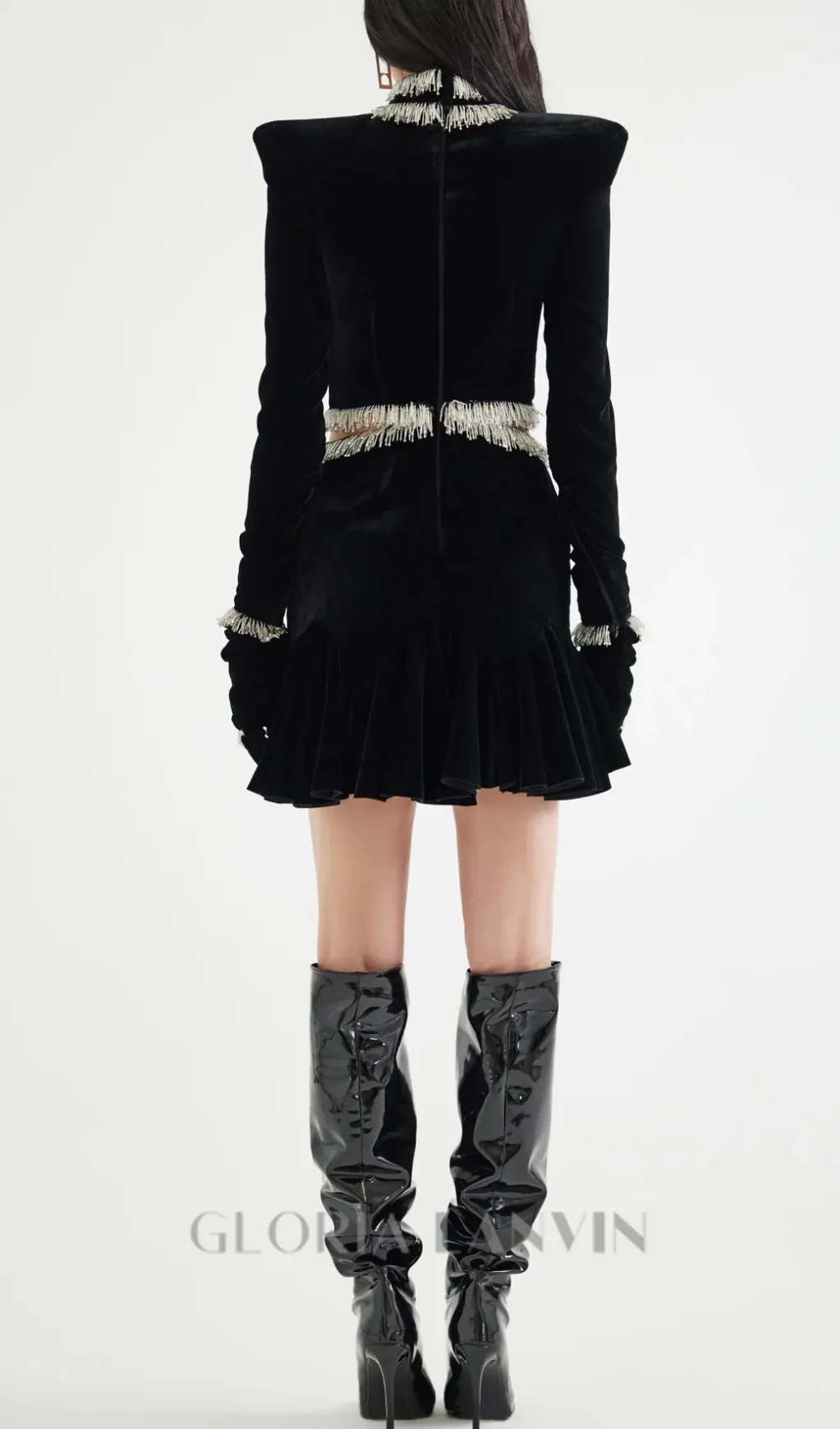Ishika Bead-Embellished Velvet Cutout Mini Dress Gloria Lanvin