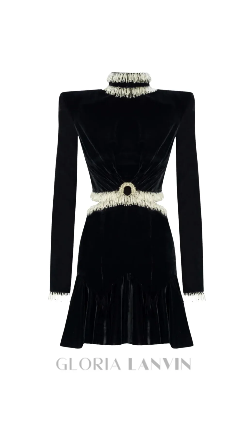 Ishika Bead-Embellished Velvet Cutout Mini Dress Gloria Lanvin