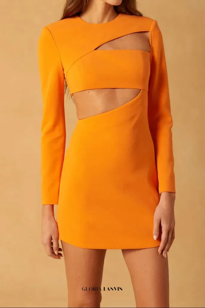 Ivanna Bonded Crepe Mini dress in orange Gloria Lanvin