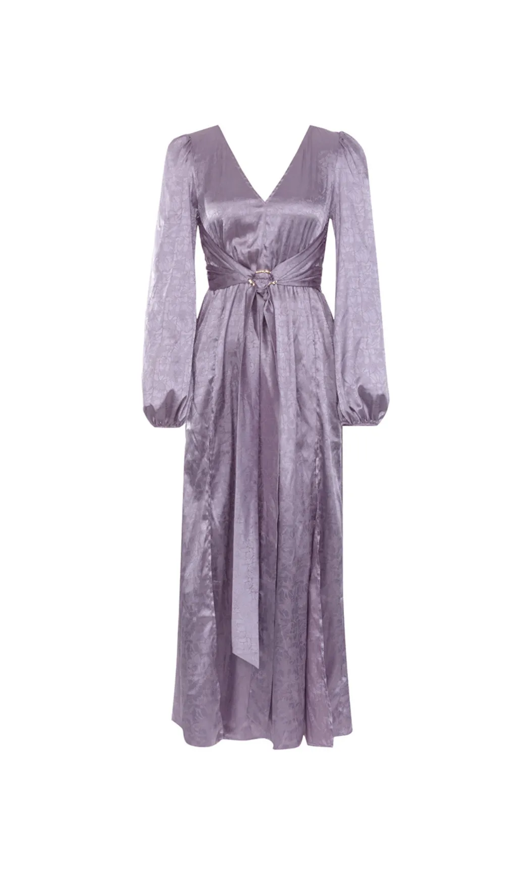 JACQUARD LANTERN SLEEVE SPLIT THIGH MAXI DRESS Gloria Lanvin