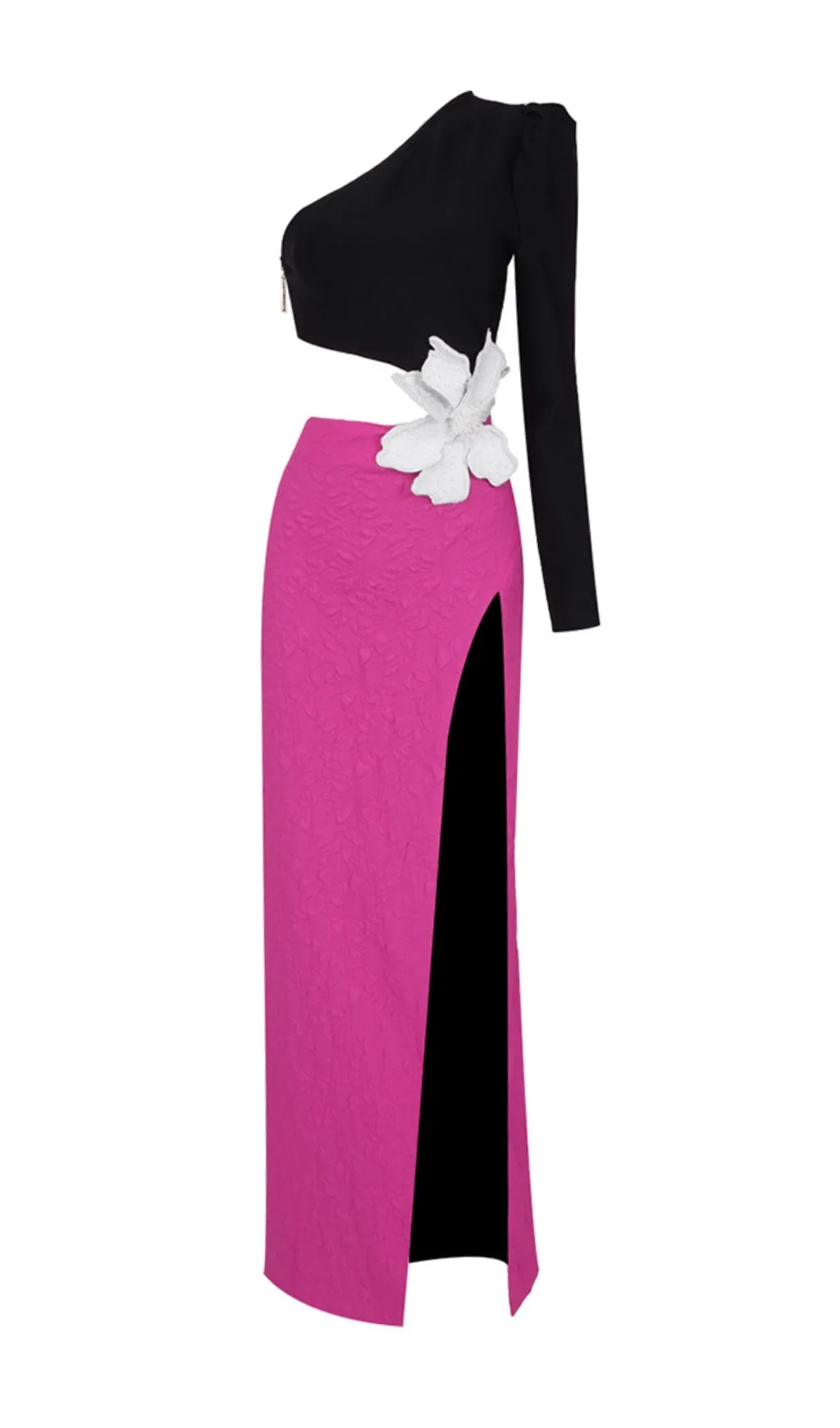 JACQUARD ONE SHOULDER STRETCH MAXI DRESS Gloria Lanvin