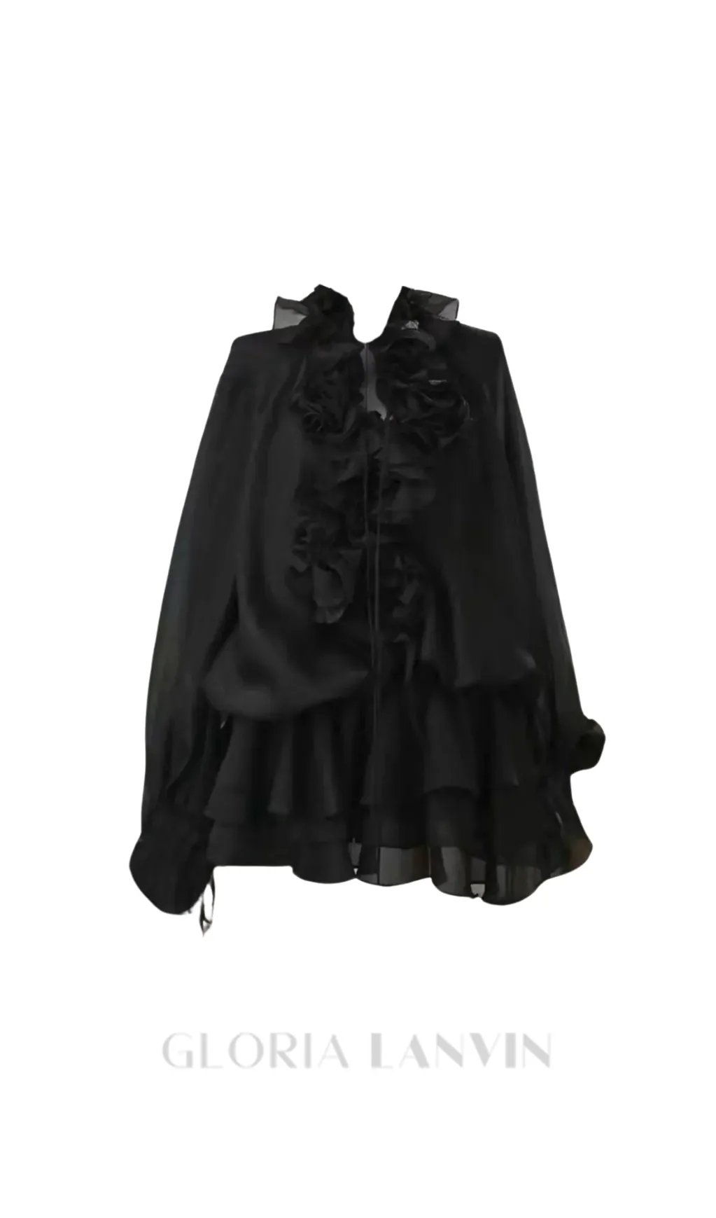Jaketta Flower Ruffle Mini Dress In Black Gloria Lanvin