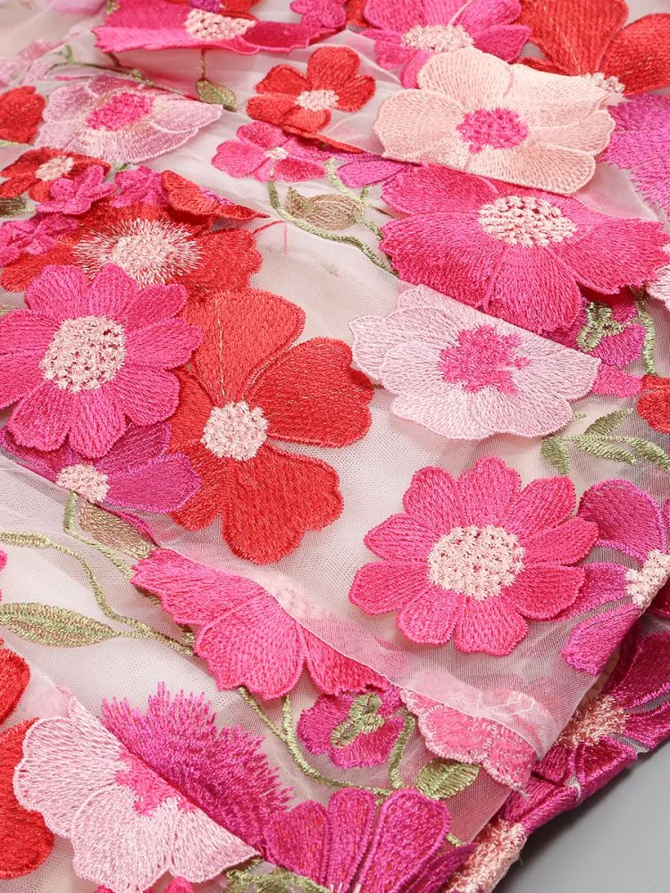 JASMINE MULTI PINK FLORAL EMBELLISHMENT MINI DRESS Gloria Lanvin