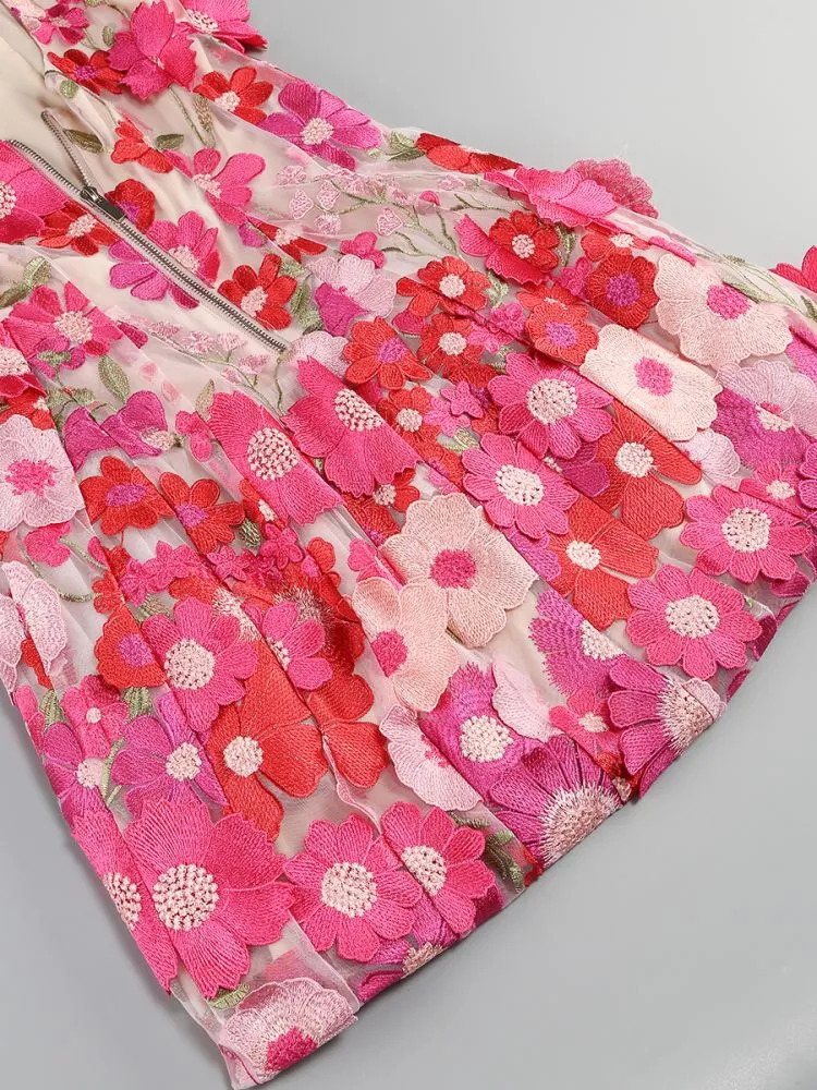 JASMINE MULTI PINK FLORAL EMBELLISHMENT MINI DRESS Gloria Lanvin