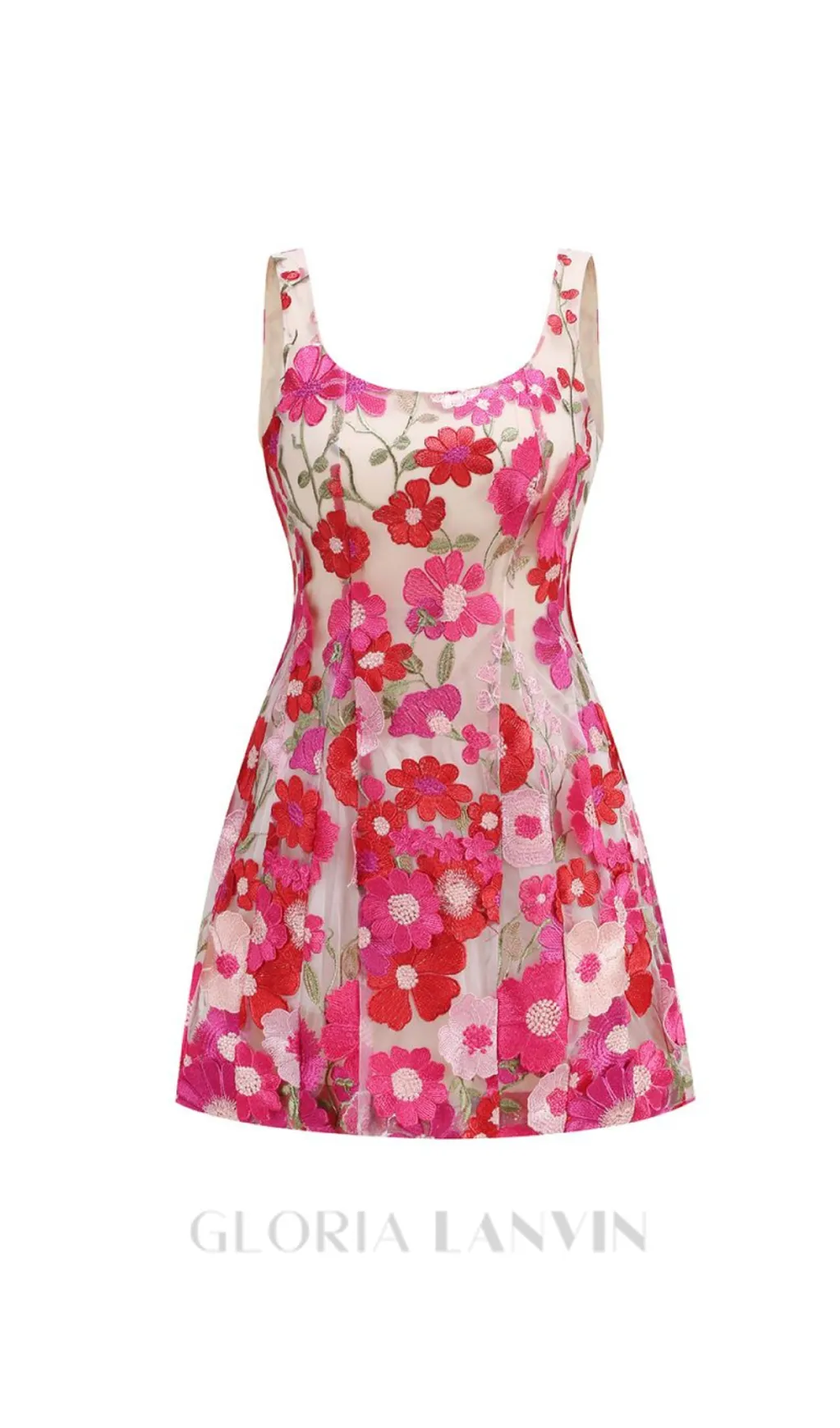 JASMINE MULTI PINK FLORAL EMBELLISHMENT MINI DRESS Gloria Lanvin
