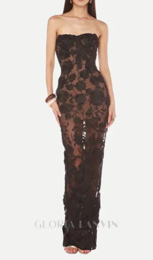 jasmine strapless black maxi dress Gloria Lanvin