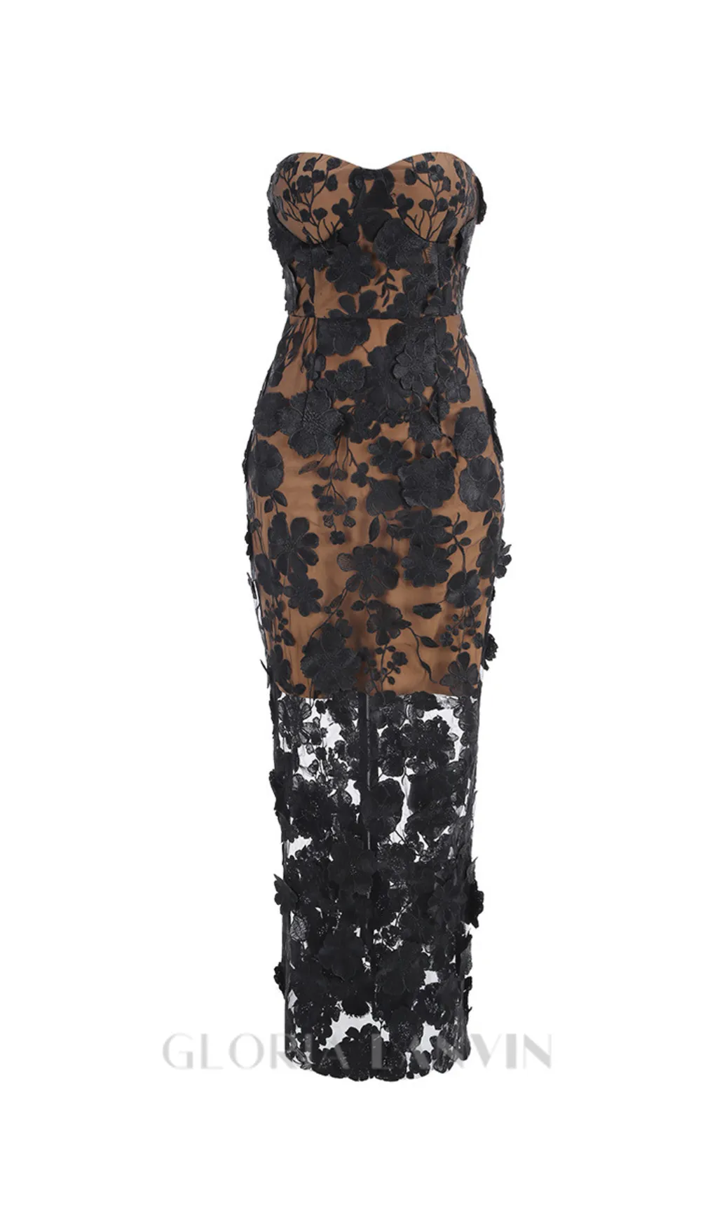 jasmine strapless black maxi dress Gloria Lanvin