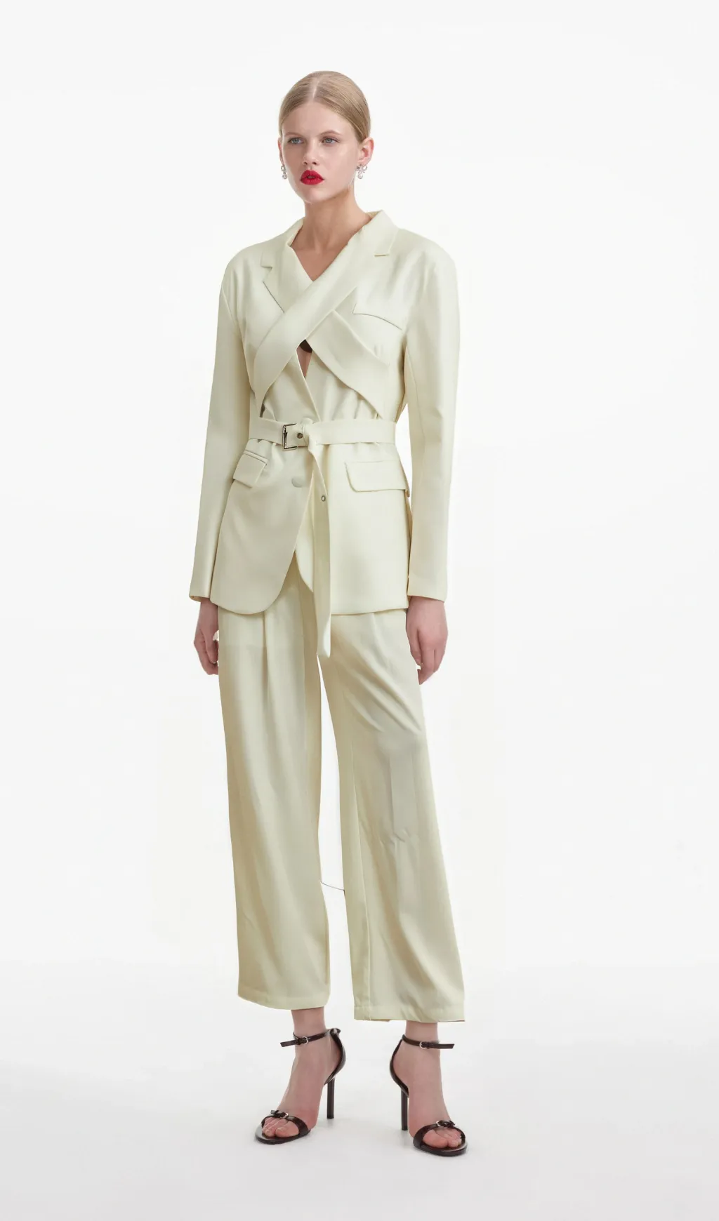 Jasmine white neck-tie wrapped blazer Gloria Lanvin