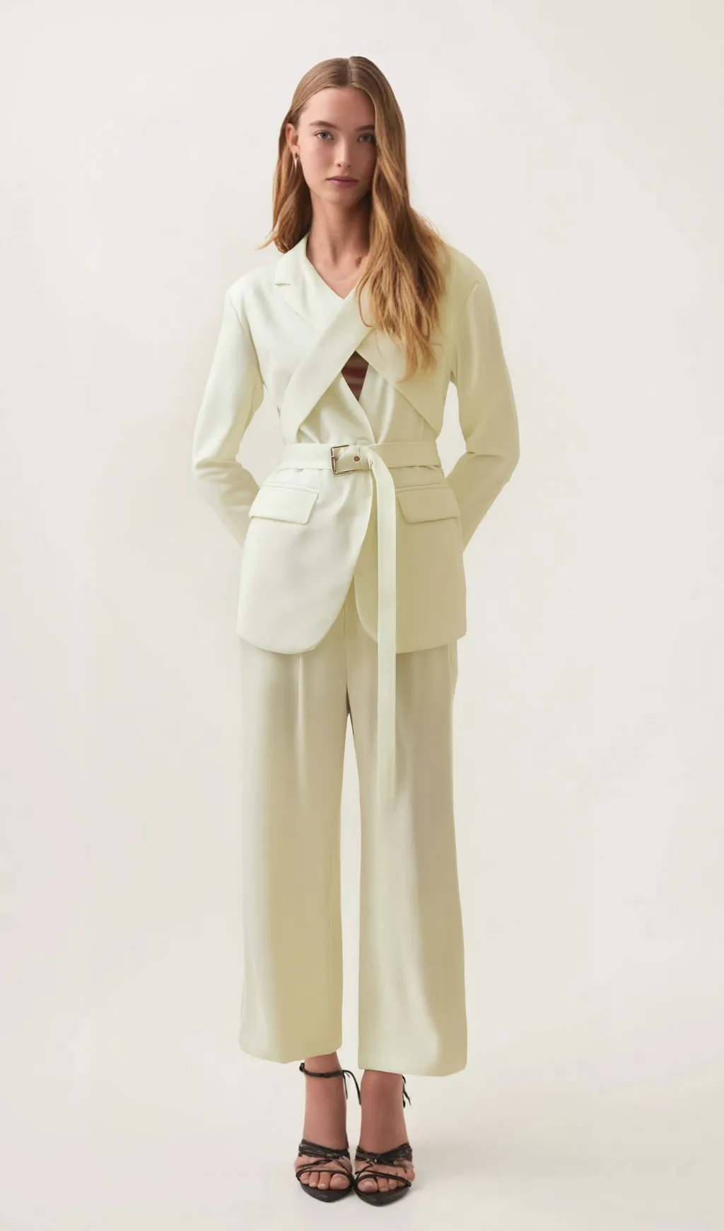 Jasmine white neck-tie wrapped blazer Gloria Lanvin
