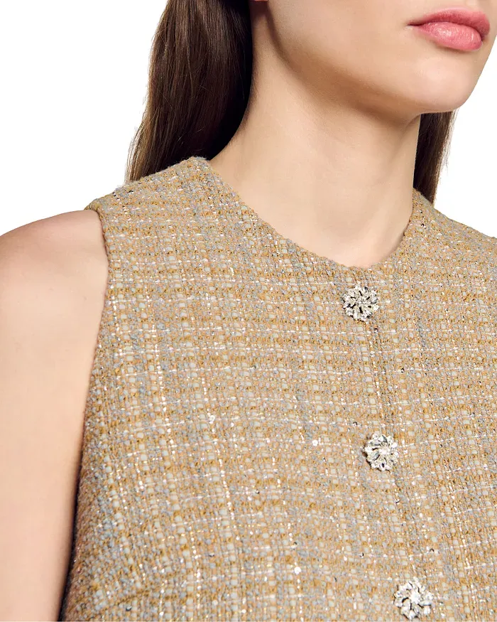 Javier Tweed Crop Top in camel Gloria Lanvin