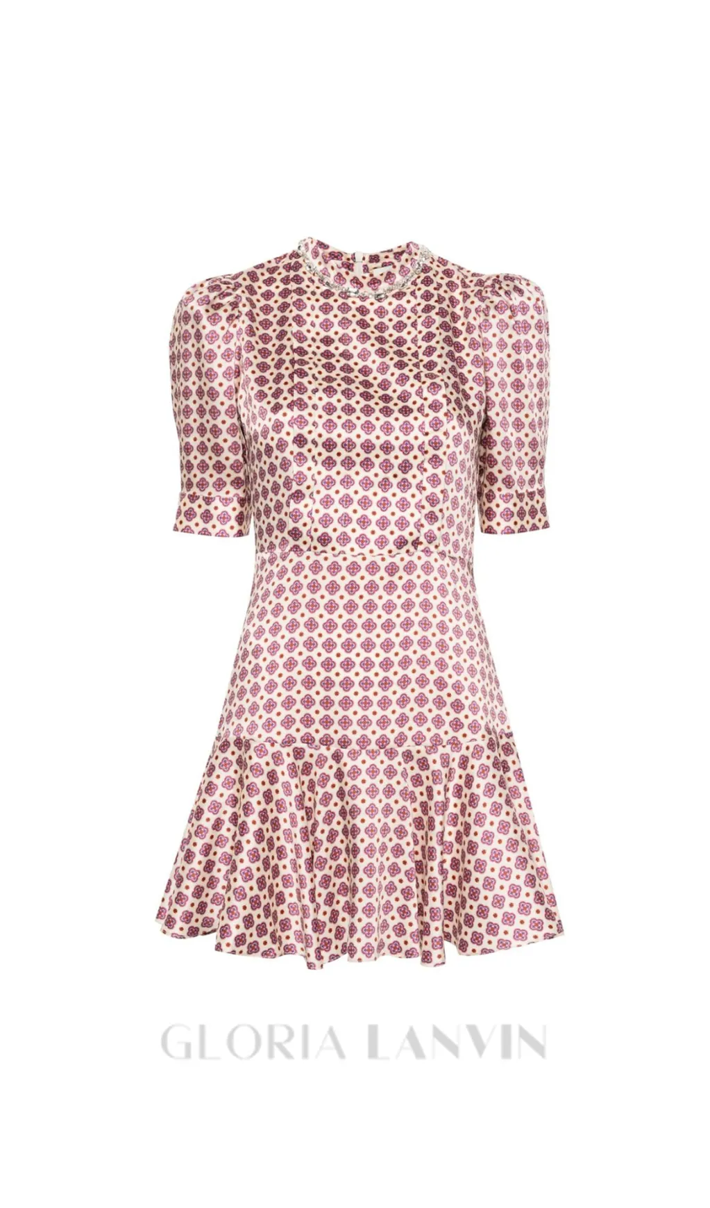 JAYANI PRINTED PUFF SLEEVE MINI DRESS IN PINK Gloria Lanvin