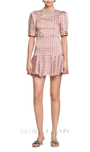 JAYANI PRINTED PUFF SLEEVE MINI DRESS IN PINK Gloria Lanvin