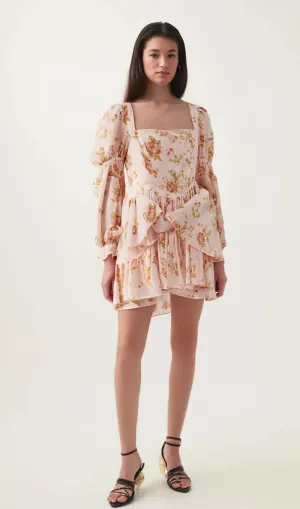 Jeanne pink floral-print pleated mini dress Gloria Lanvin