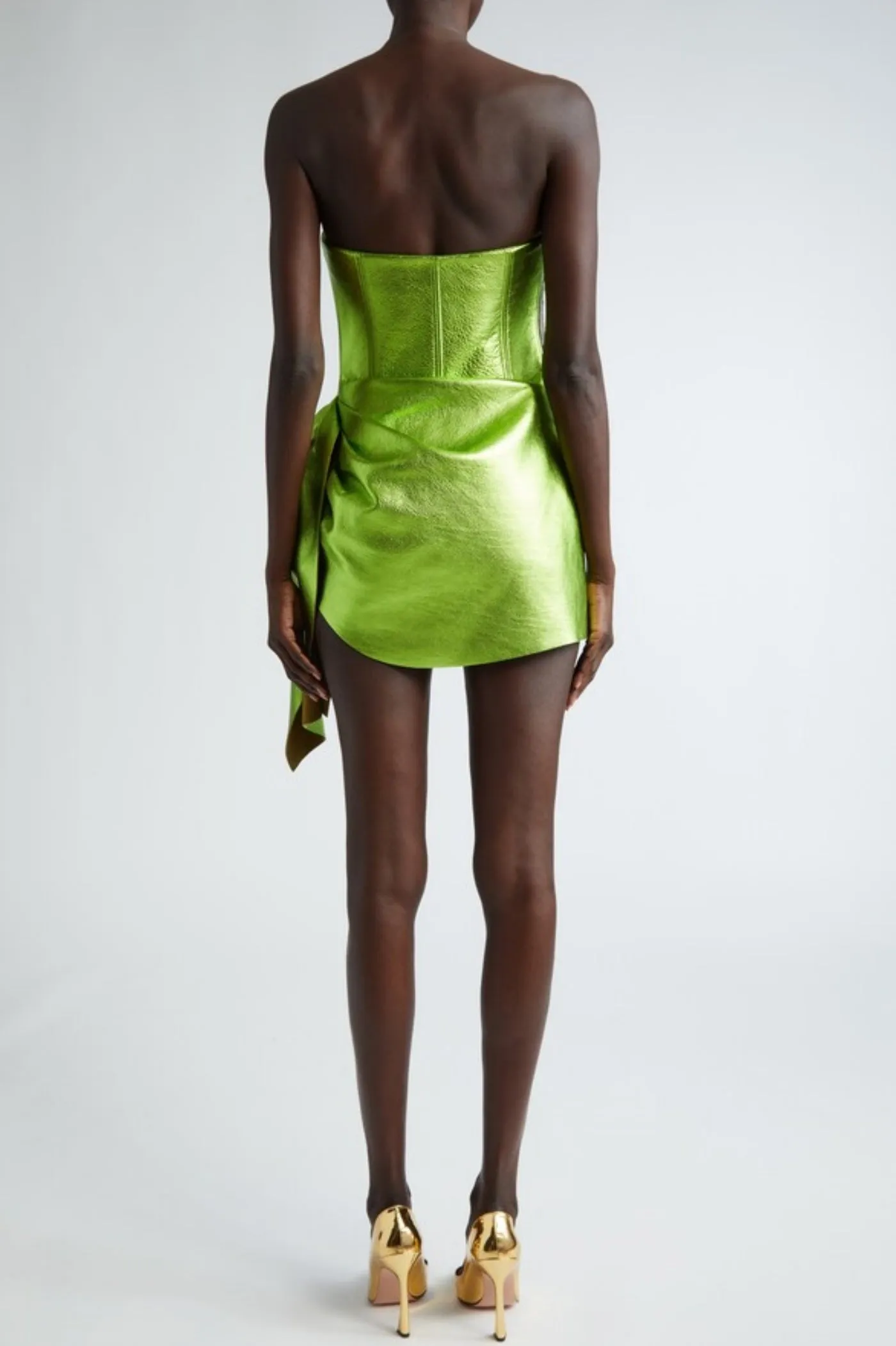 jennifer Strapless Ruched Mini Dress in green Gloria Lanvin