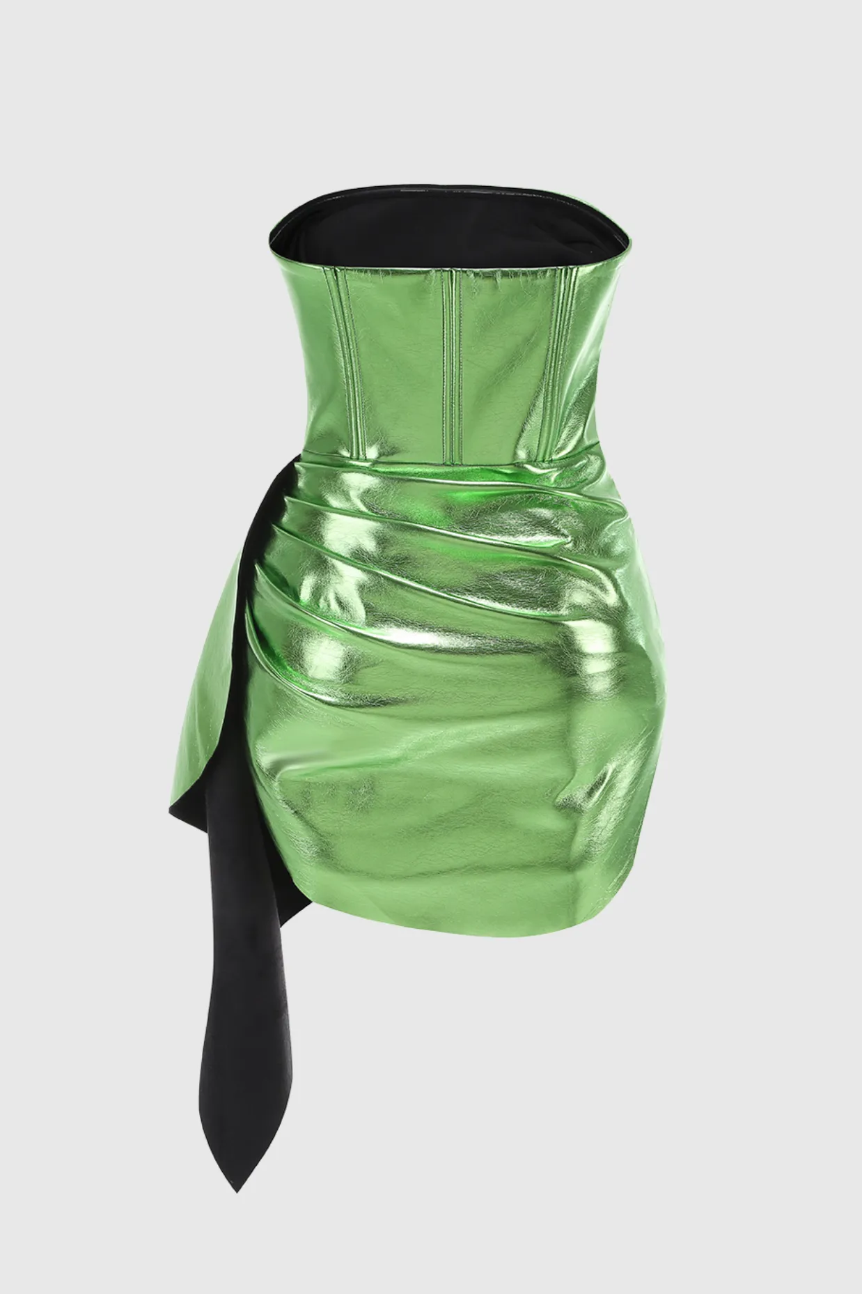 jennifer Strapless Ruched Mini Dress in green Gloria Lanvin
