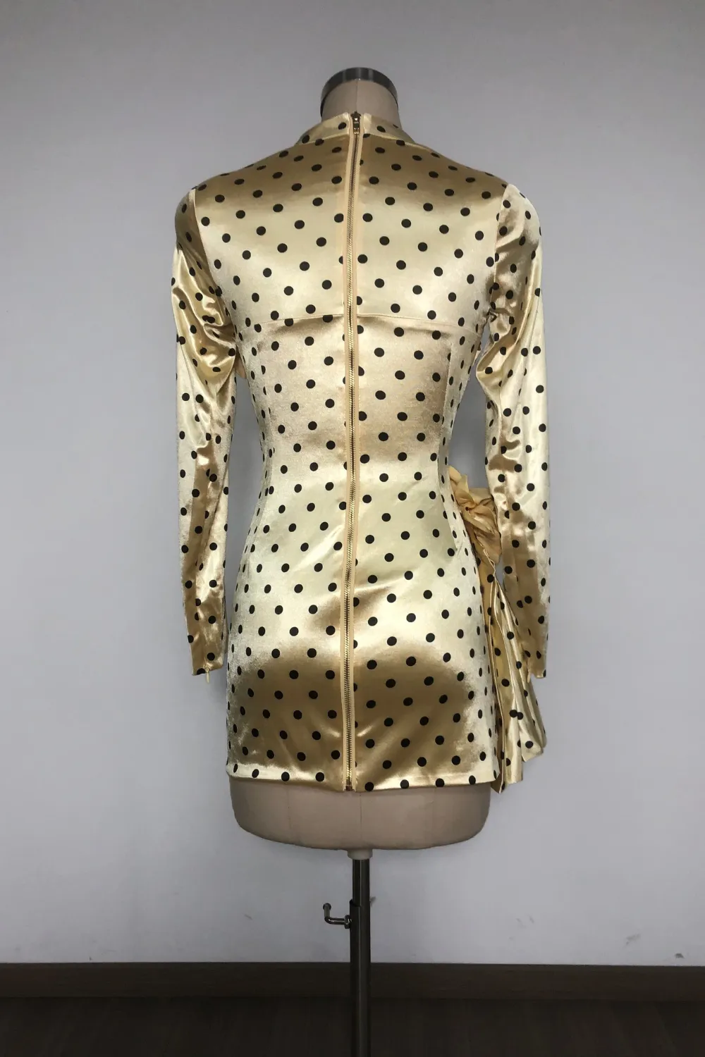 jenny Polka Dots Satin Mini Dress in Yellow Gloria Lanvin