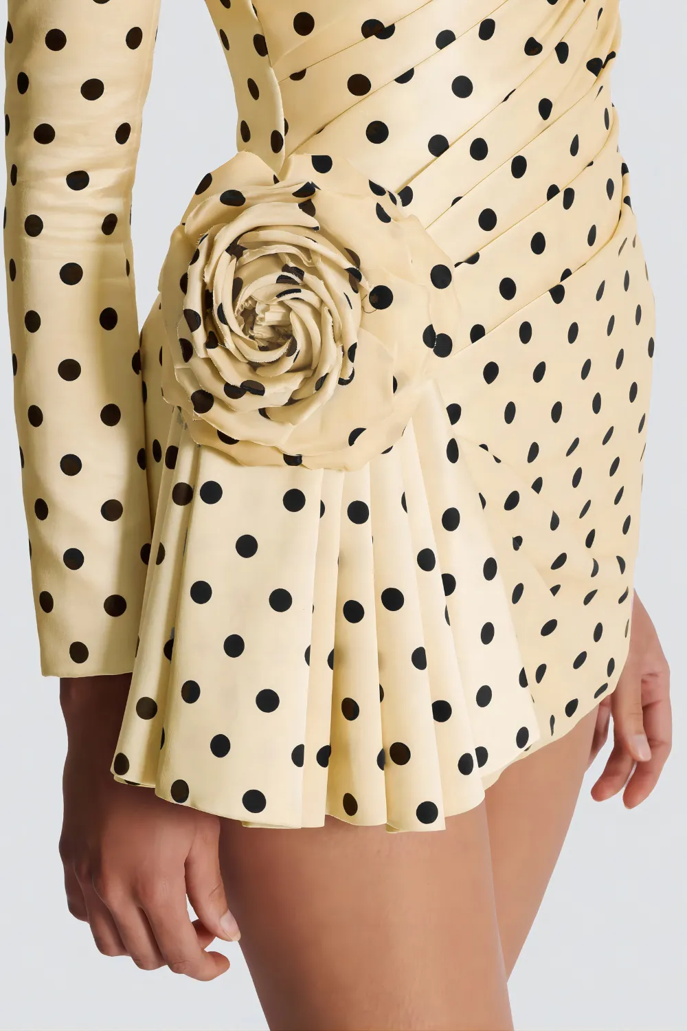 jenny Polka Dots Satin Mini Dress in Yellow Gloria Lanvin