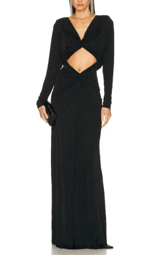 JERSEY CUT OUT MAXI DRESS IN BLACK Gloria Lanvin