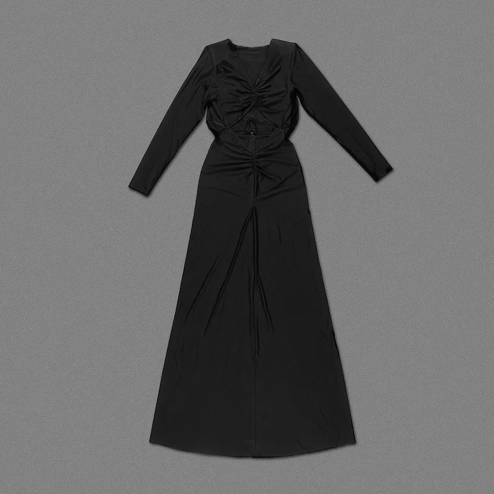 JERSEY CUT OUT MAXI DRESS IN BLACK Gloria Lanvin