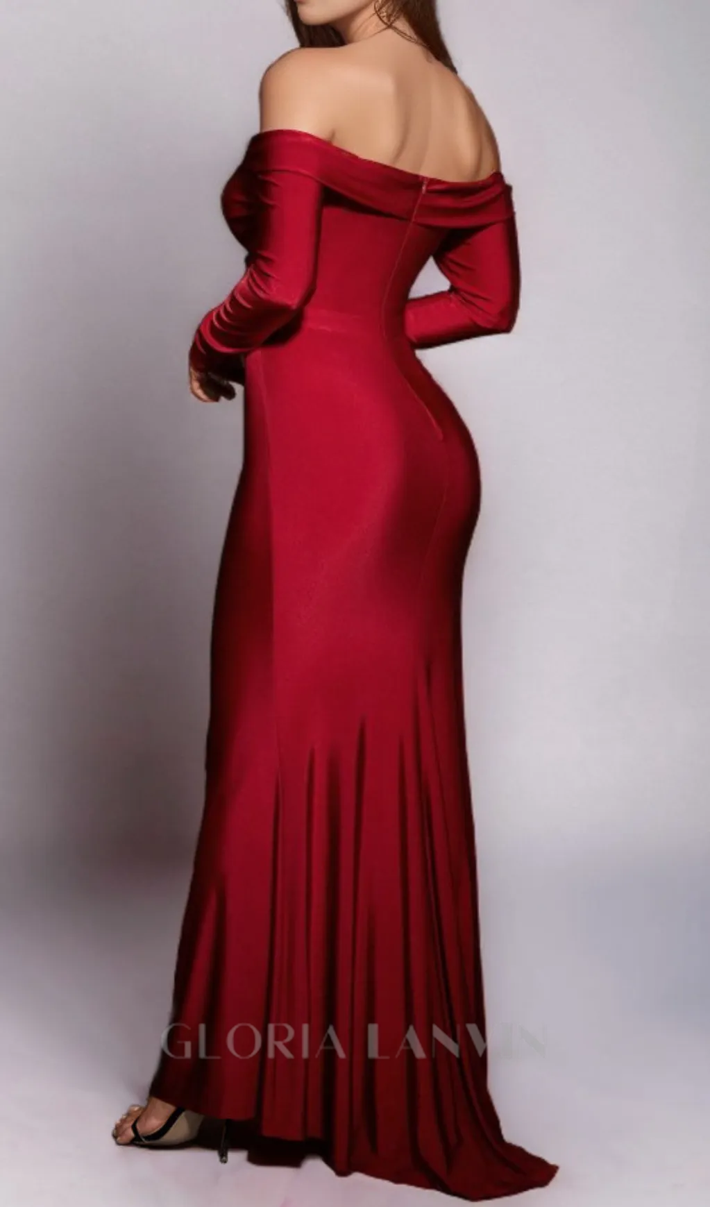 Jersey ruched Off-Shoulder Maxi Dress in red Gloria Lanvin