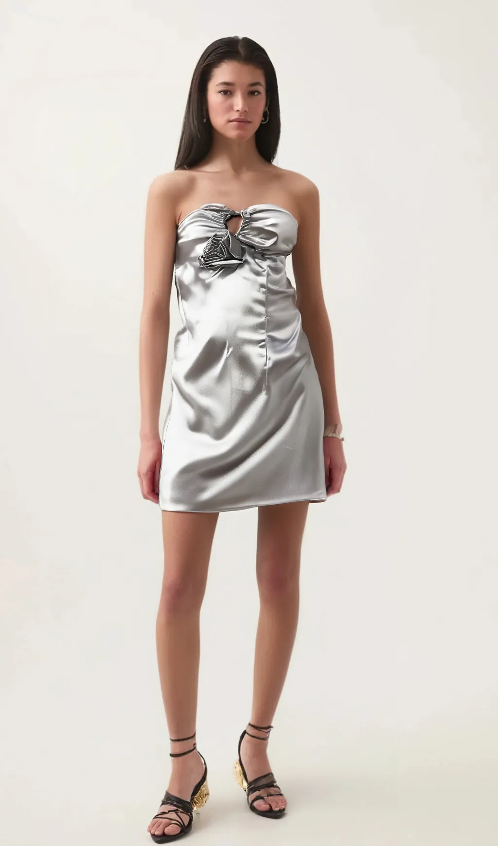Jessica faux-flower embellished satin mini dress Gloria Lanvin
