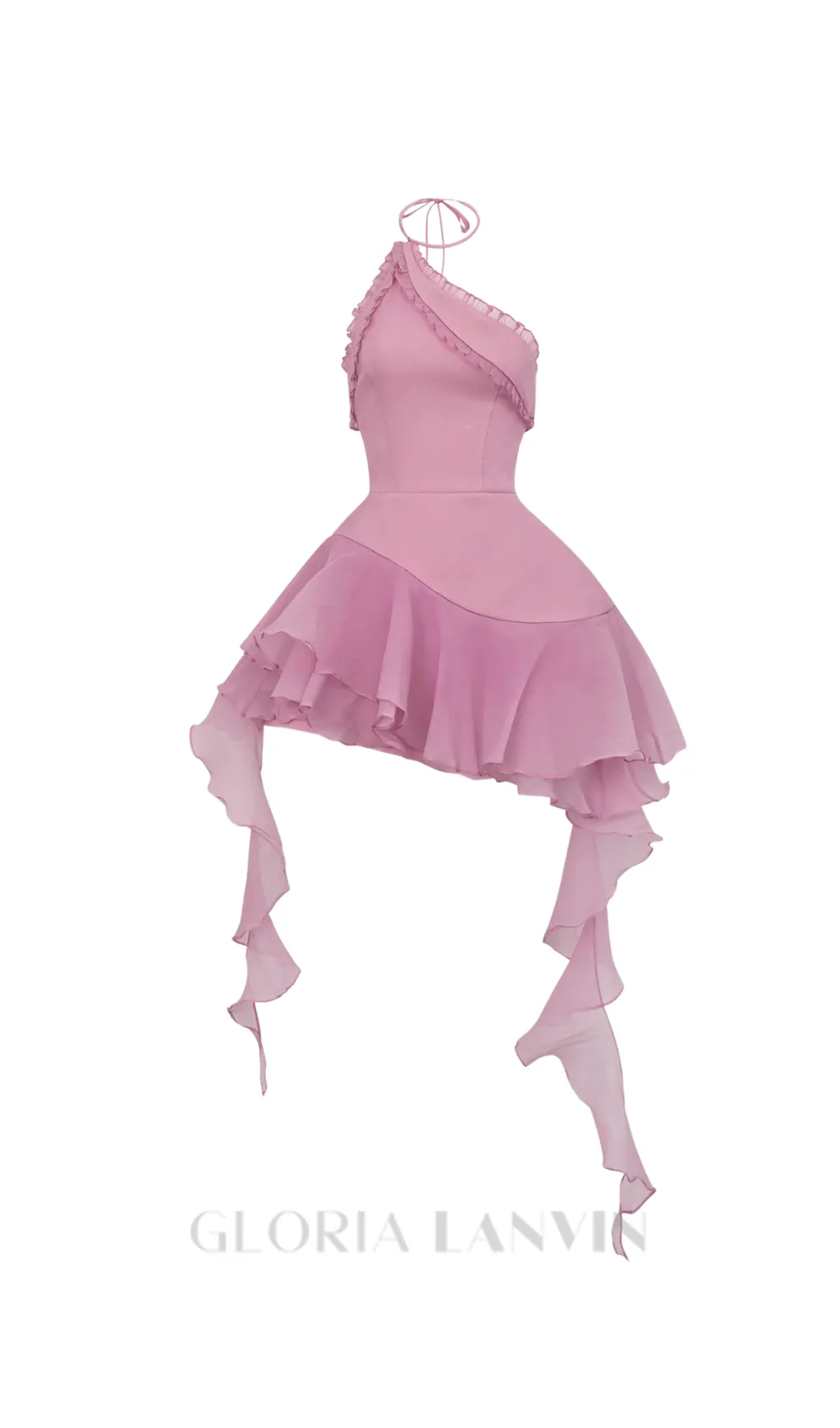 jessica halter ruffle trim mini dress in purple Gloria Lanvin