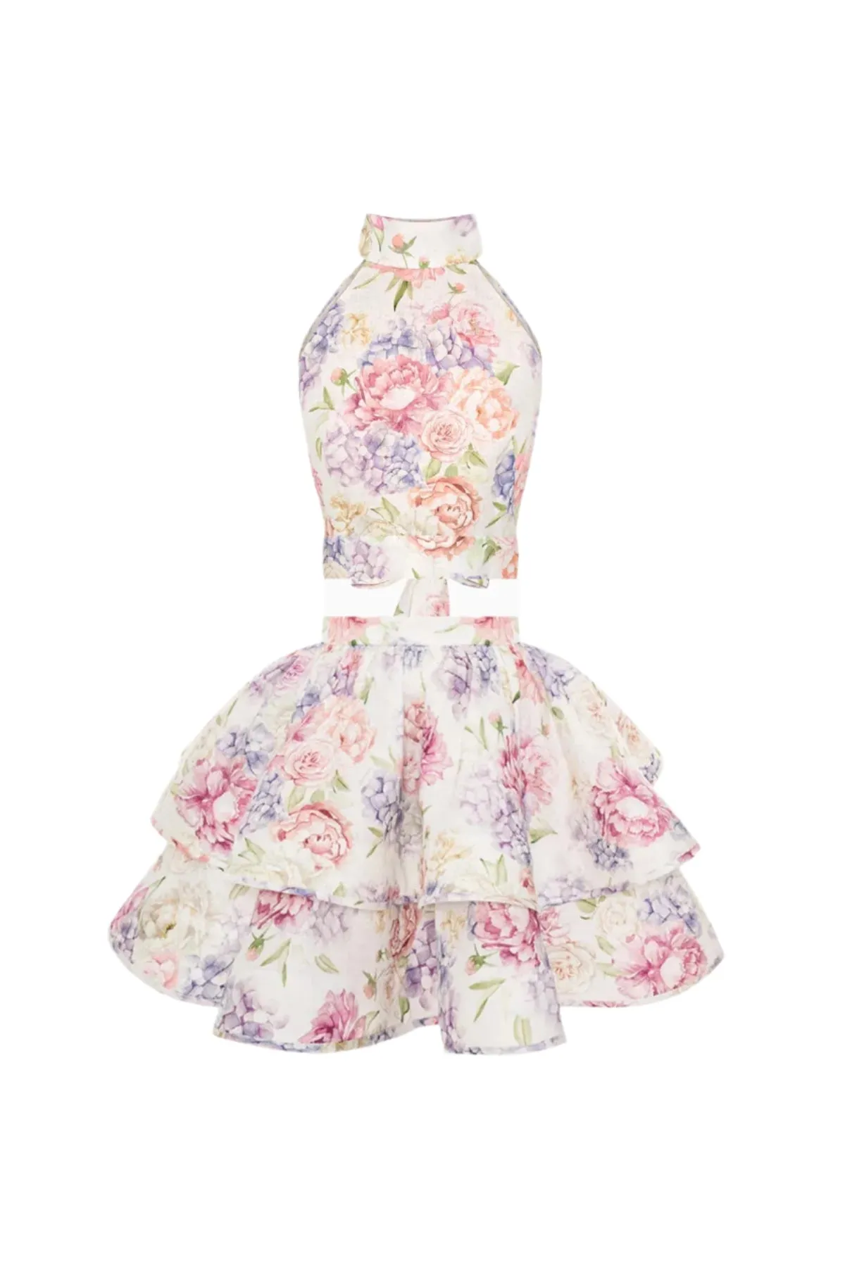 jessica printed backless halter top skirt set in pink Gloria Lanvin