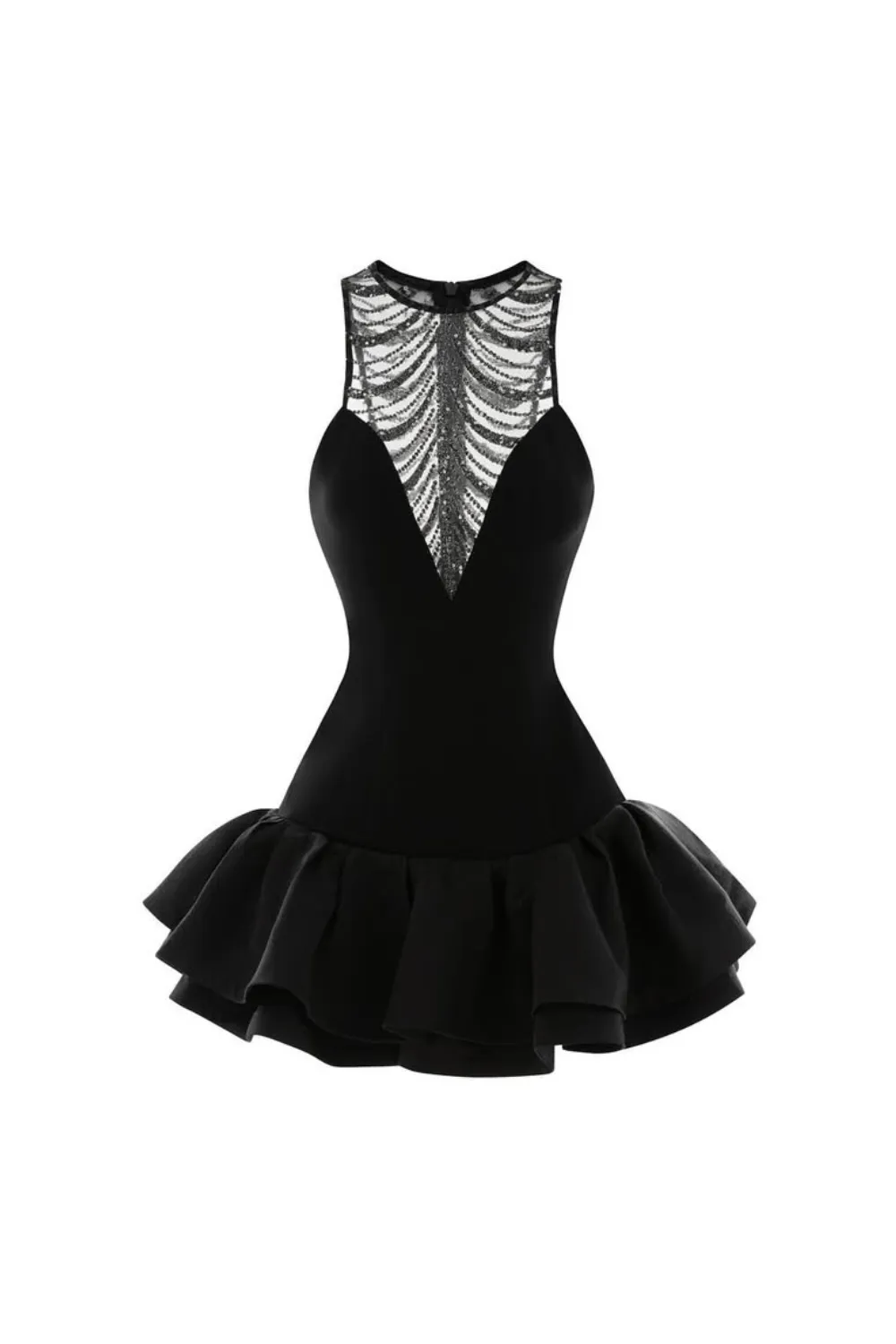 jessica sequin tulle ruched hem mini dress in black Gloria Lanvin